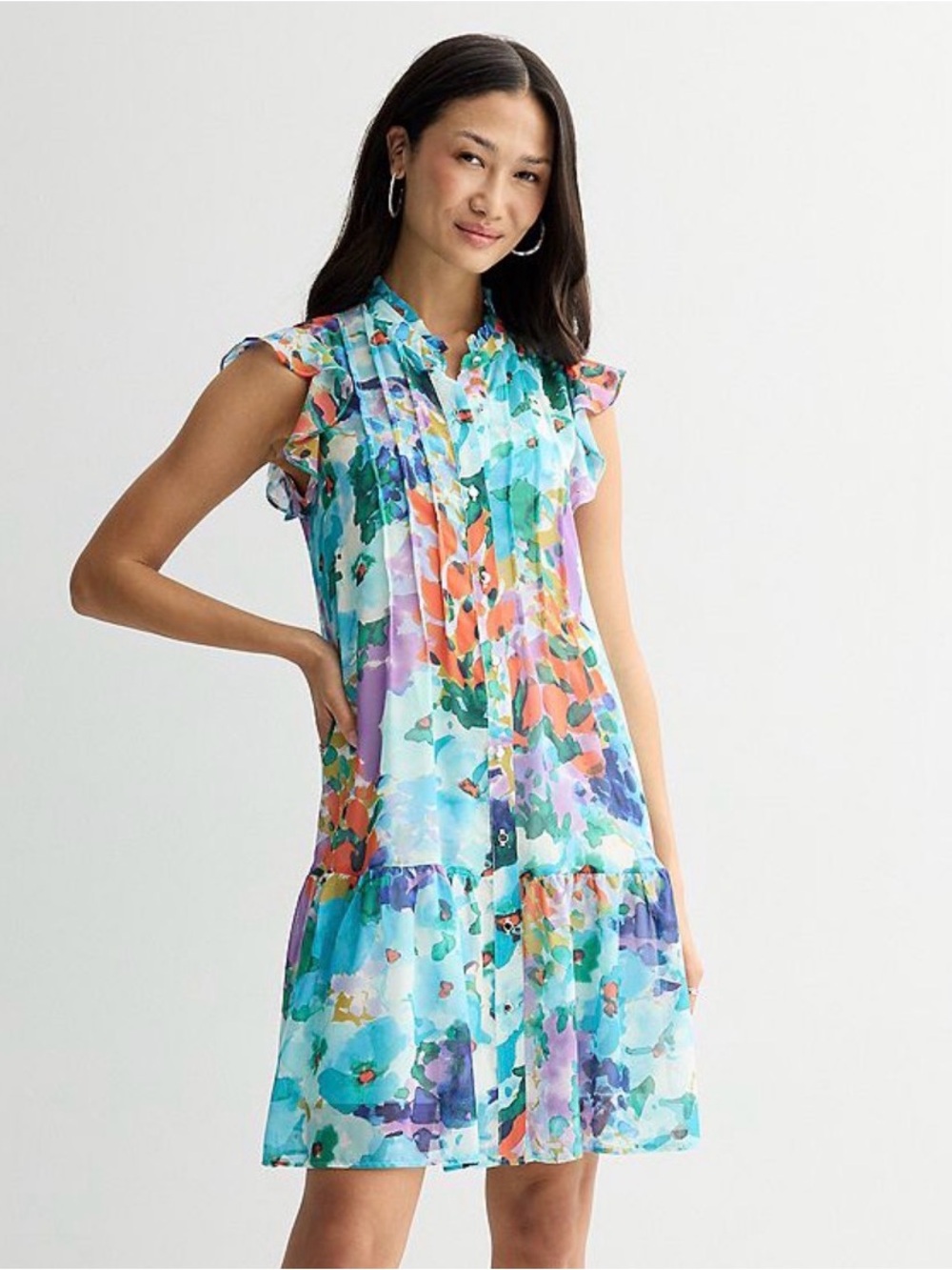 Donna Ricco Multicolor Watercolor Floral Sleeveless dress
